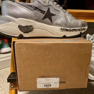 Golden Goose silver running sneaker